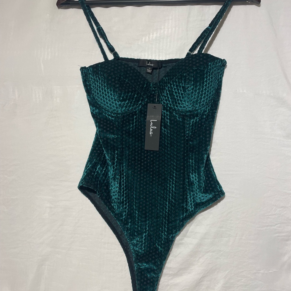 Lulus Green Velvet Bodysuit